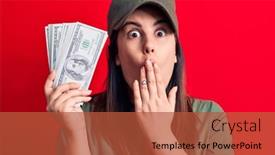  Presentation with red star - PPT layouts enhanced with woman-wearing-t-shirt background and a red colored foreground