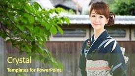  Presentation with kimono - Slides with woman wearing traditional japanese kimono background and a tawny brown colored foreground