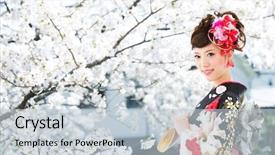  Presentation with japanese - Beautiful PPT layouts featuring woman wearing traditional japanese kimono backdrop and a lemonade colored foreground