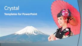  Presentation with japanese - Slides enhanced with woman wearing traditional japanese kimono background and a teal colored foreground