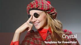  Presentation with scottish flag - PPT theme featuring woman wearing traditional scottish clothing background and a  colored foreground