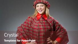  Presentation with clothing - Amazing theme having woman wearing traditional scottish clothing backdrop and a tawny brown colored foreground