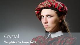  Presentation with clothing - Slide deck with woman wearing traditional scottish clothing background and a gray colored foreground