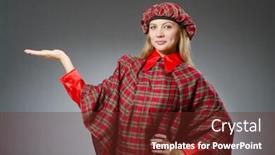  Presentation with clothing - Presentation theme having woman-wearing-traditional-scottish-clothing background and a tawny brown colored foreground