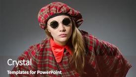  Presentation with clothing - Theme featuring woman wearing traditional scottish clothing background and a  colored foreground