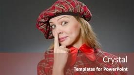  Presentation with clothing - Audience pleasing theme consisting of woman wearing traditional scottish clothing backdrop and a tawny brown colored foreground