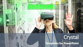  Presentation with virtual reality - PPT layouts with woman wearing vr virtual reality background and a  colored foreground