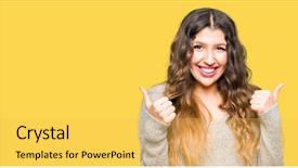  Presentation with dress for success - Slide deck enhanced with woman wearing winter dress success background and a  colored foreground