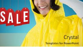  Presentation with red blue yellow - Theme with woman wearing yellow raincoat background and a yellow colored foreground