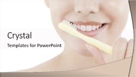  Presentation with brush - PPT layouts with woman who brushes her teeth background and a white colored foreground