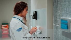  Presentation with safe - PPT theme enhanced with woman-who-works background and a light gray colored foreground