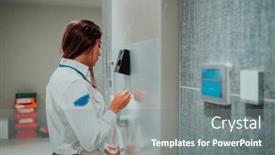  Presentation with safe - PPT theme consisting of woman-who-works background and a gray colored foreground