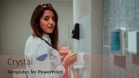  Presentation with security - Slide deck consisting of woman-who-works background and a coral colored foreground