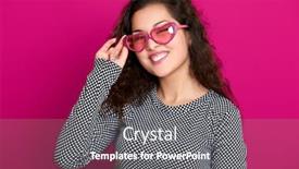  Presentation with glamour - Amazing PPT layouts having woman winks beautiful portrait posing on pink background long curly hair sunglasses in heart shape glamour concept backdrop and a gray colored foreground