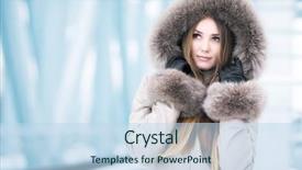  Presentation with abstract - Audience pleasing PPT layouts consisting of woman winter portrait on abstract backdrop and a sky blue colored foreground