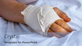  Presentation with accident - Presentation theme consisting of woman-with-a-bandage background and a light blue colored foreground