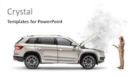  Presentation with car service - Presentation theme enhanced with woman-with-a-broken-down background and a white colored foreground