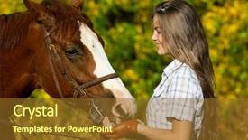  Presentation with portrait of a horse - Beautiful slides featuring woman with a browne horse backdrop and a tawny brown colored foreground
