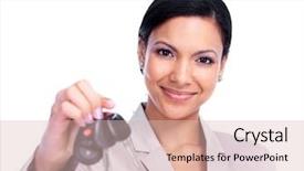  Presentation with self driving car - Presentation with woman with a car key background and a lemonade colored foreground