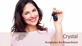  Presentation with keys - Slide set featuring woman with a car keys background and a lemonade colored foreground