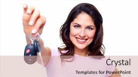  Presentation with keys - Theme having woman with a car keys background and a coral colored foreground