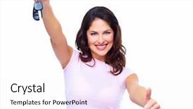  Presentation with woman car driver map - Slide deck featuring house in need of renovation background and a gray colored foreground