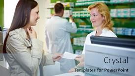  Presentation with prescription - PPT theme enhanced with woman-with-a-cold-cashes background and a light blue colored foreground