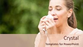  Presentation with sneezing - Audience pleasing presentation theme consisting of woman with a cold sneezing backdrop and a lemonade colored foreground