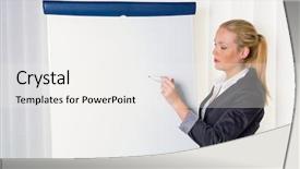  Presentation with flip chart - PPT theme featuring presentation training and adult education background and a white colored foreground