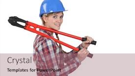  Presentation with pair - Colorful slides enhanced with woman-with-a-pair backdrop and a coral colored foreground