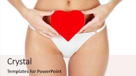  Presentation with human heart blue and red - Colorful PPT layouts enhanced with woman with a red heart backdrop and a  colored foreground