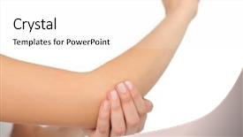  Presentation with close up of young girls - Audience pleasing presentation theme consisting of woman with a sore elbow backdrop and a white colored foreground