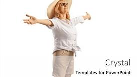  Presentation with straw - Presentation design with woman-with-a-straw-hat and a white colored foreground