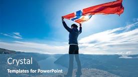  Presentation with norway - Colorful presentation theme enhanced with woman with a waving flag backdrop and a teal colored foreground