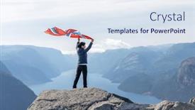  Presentation with flag - Slide deck having woman-with-a-waving-flag background and a  colored foreground