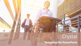  Presentation with ramp - Slides featuring woman-with-a-wheelchair background and a coral colored foreground