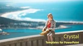  Presentation with atlantic city - Presentation theme featuring woman-with-a-yellow-city background and a tawny brown colored foreground