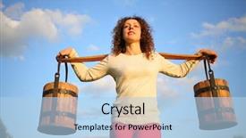  Presentation with yoke - Slides enhanced with red white bluepeople helping people - portrait of a woman background and a light blue colored foreground