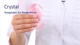  Presentation with pink ribbon hands - Beautiful presentation theme featuring woman with aids awareness pink ribbon in hands isolated on white backdrop and a sky blue colored foreground