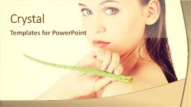  Presentation with aloe vera - Cool new PPT theme with woman with aloe vera isolated backdrop and a cream colored foreground