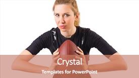  Presentation with american football - Audience pleasing theme consisting of woman with american football isolated backdrop and a coral colored foreground