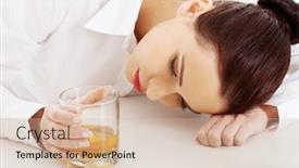  Presentation with alcohol - Presentation theme enhanced with woman with an alcohol problem background and a soft green colored foreground