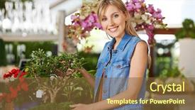  Presentation with bonsai - PPT theme featuring woman with an apple tree background and a tawny brown colored foreground