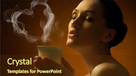  Presentation with coffee - Slides having woman with an aromatic coffee background and a tawny brown colored foreground