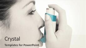  Presentation with inhaler - Slides with woman with an asthma inhaler background and a lemonade colored foreground