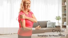  Presentation with shoulder pain - Slide set having woman-with-an-injured-shoulder and a coral colored foreground