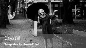  Presentation with checks - Slides enhanced with woman-with-an-umbrella-checks background and a gray colored foreground