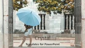  Presentation with vietnam - Colorful presentation theme enhanced with woman with an umbrella standing in front of a temple in vietnam backdrop and a mint green colored foreground