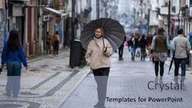  Presentation with umbrella - PPT layouts consisting of woman-with-an-umbrella background and a light blue colored foreground