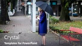  Presentation with umbrella - PPT layouts featuring woman-with-an-umbrella background and a gray colored foreground
